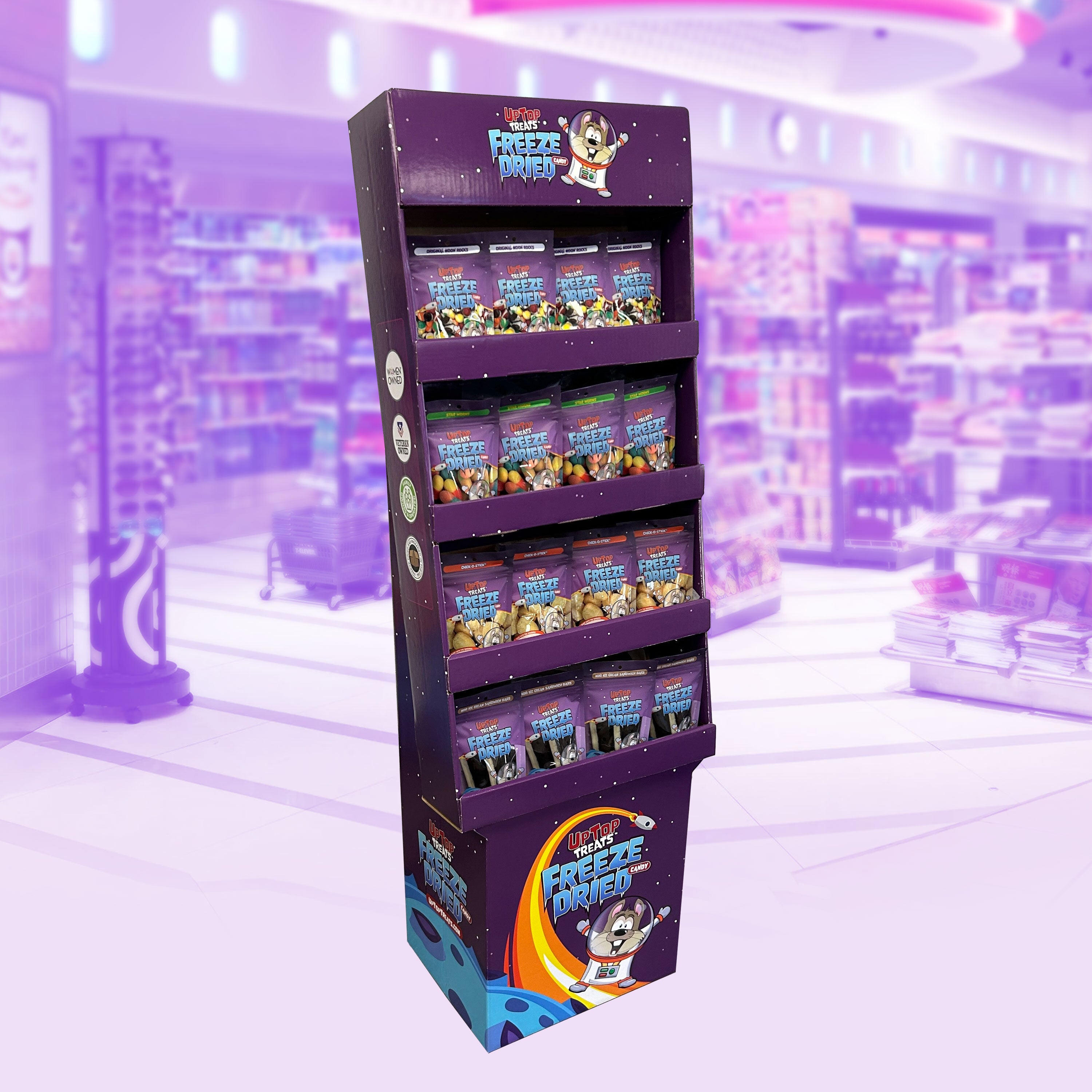 Filled Floor Display (Original Moon Rocks, Star Worms, Chick-O-Stick®, Mini Ice Cream Sandwiches)