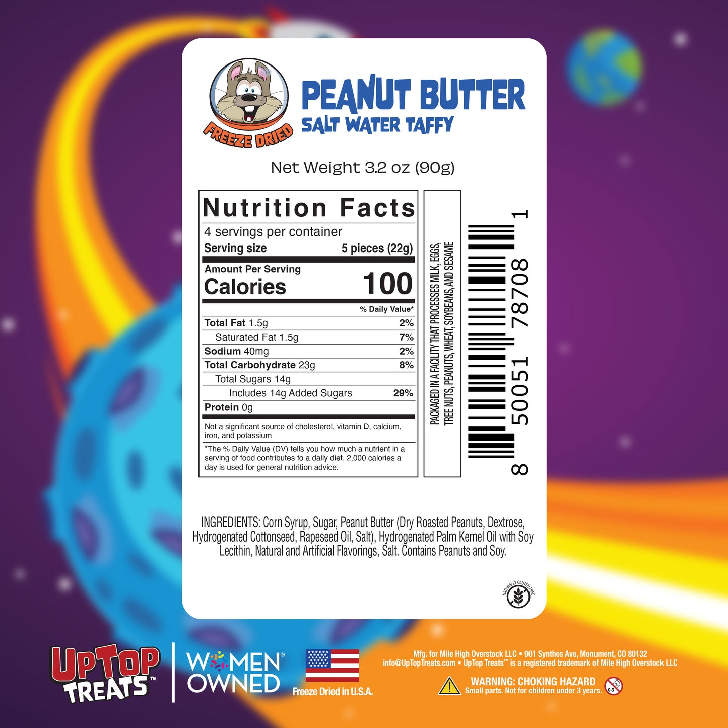 Peanut Butter - Freeze Dried Salt Water Taffy - 3.2oz (Oversized Bag)