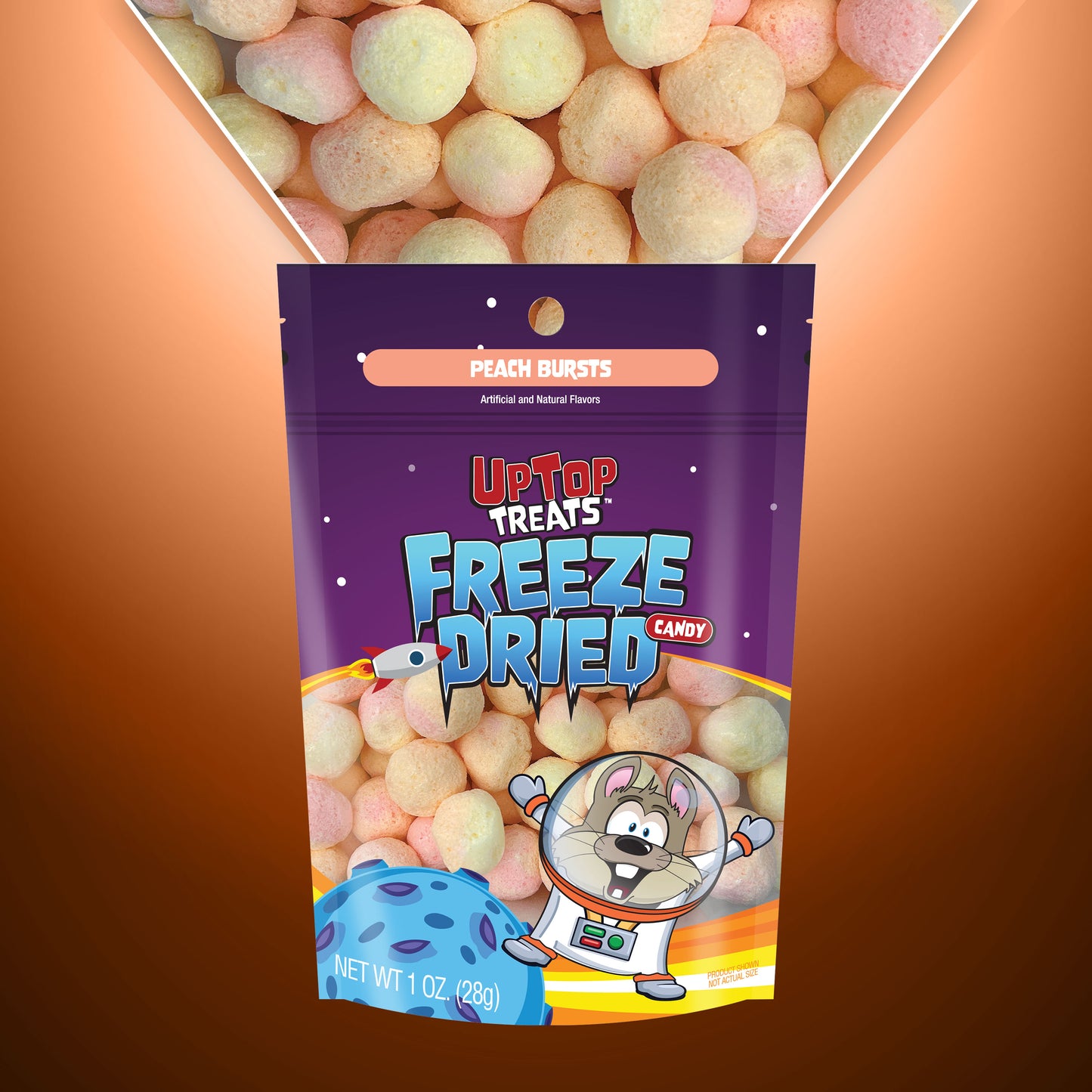 Peach Bursts - Freeze Dried Hard Candy - 1 oz