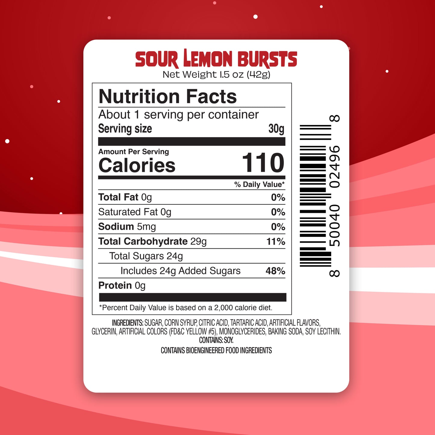 Sour Lemon Bursts - Freeze Dried Hard Candy - 1.5 oz